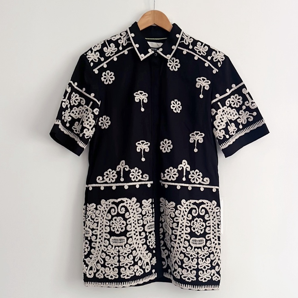 SOLD - Anthropologie Maeve Short-Sleeve Collared Mini Shirt Dress - Picture 6 of 15